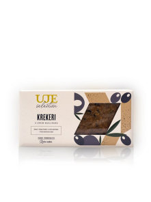 Uje Selection Kräcker mit schwarzen Oliven in einer Packung von 150g