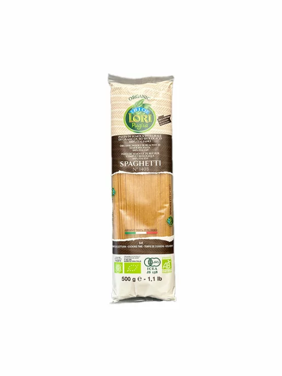 Pasta Lori Puglia Vollkorn-Hartweizennudeln Spaghetti – Biologisch in einer 500g Verpackung