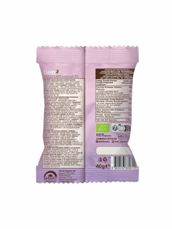 Haselnüsse mit Schokoladenüberzug – Biologisch 40g Bett'r