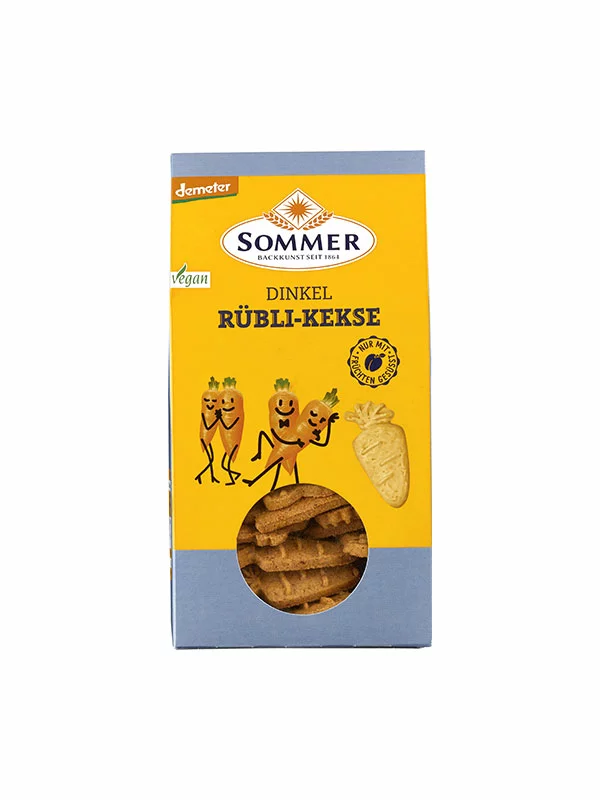 Sommer Dinkel Rübli-Kekse – Biologisch in einer 150g Packung