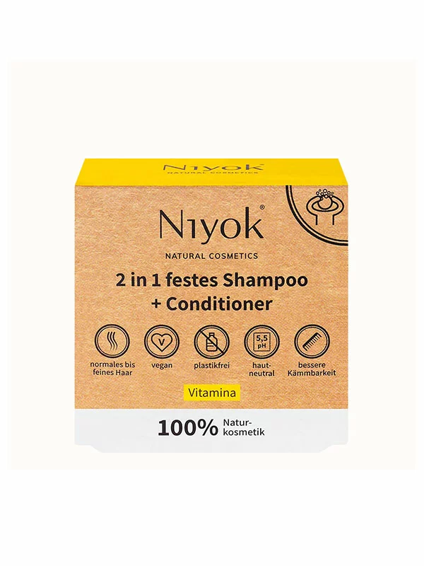 Niyok Festes Shampoo + Conditioner (2 in 1) Vitamina in einer 80g Packung