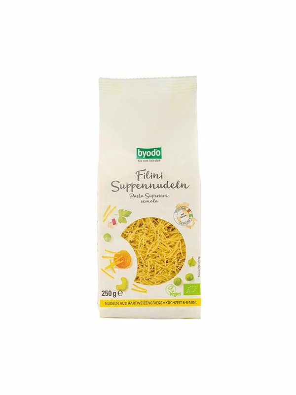 Byodo Hartweizennudeln für Filini-Suppe – Biologisch in einer 250g Verpackung