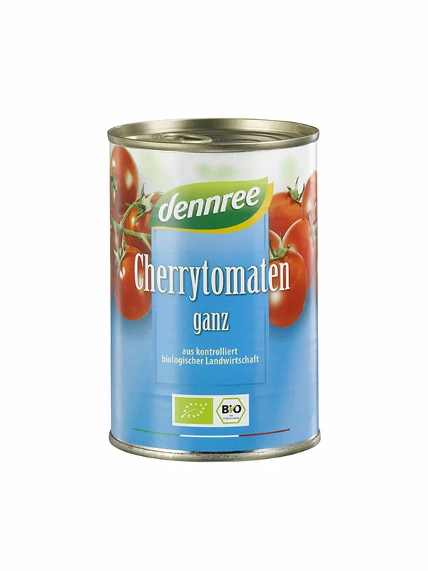 Dennree Ganze Cherrytomaten in der 400g Dose – Biologisch