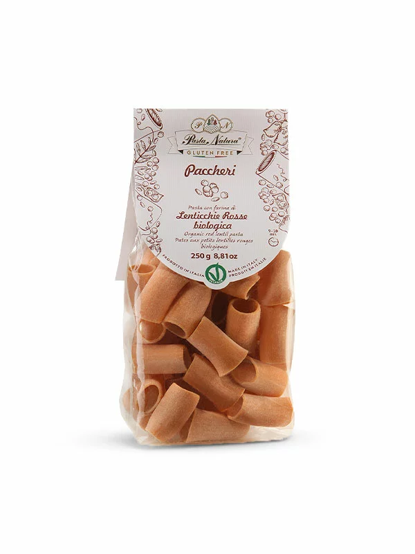 Pasta Natura Rote Linsennudeln Paccheri Glutenfrei – Biologisch in einer 250g Verpackung