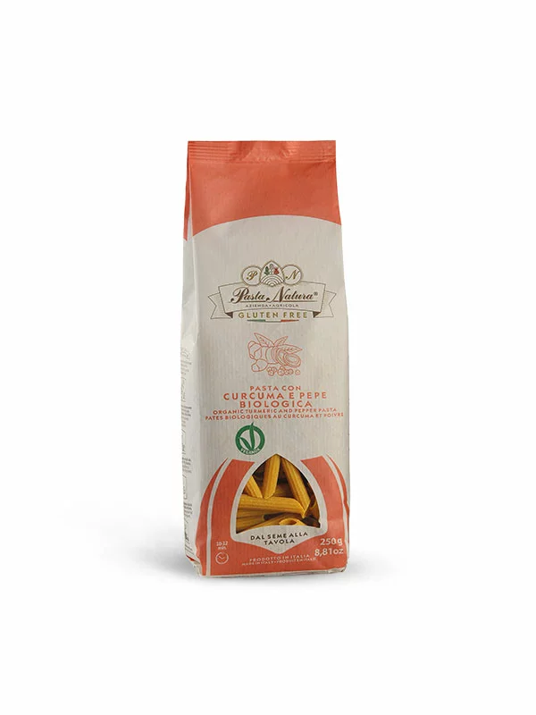 Pasta Natura Pasta mit Kurkuma und Pfeffer Glutenfrei – Biologisch in einer 250g Verpackung