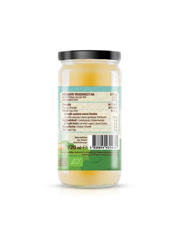 Nutrigold Ghee geklärte Butter - Biologisch in einer 720ml Packung
