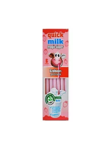 Quick Milk Strohhalme mit löslichen Kugeln – Erdbeere 6 Stück im Paket – Biologisch