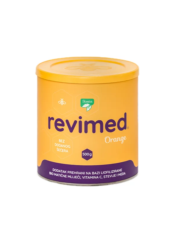 Revimed – Gefriergetrocknetes Bio-Gelée Royale Stevia Orange in Verpackung von 500 g