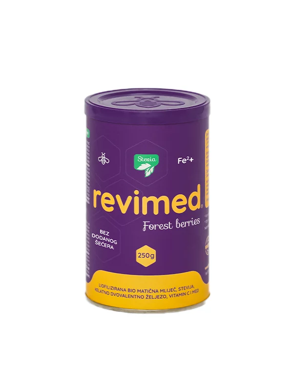 Revimed – gefriergetrocknetes Bio-Gelée Royale und Stevia-Eisen in 250 g-Verpackung