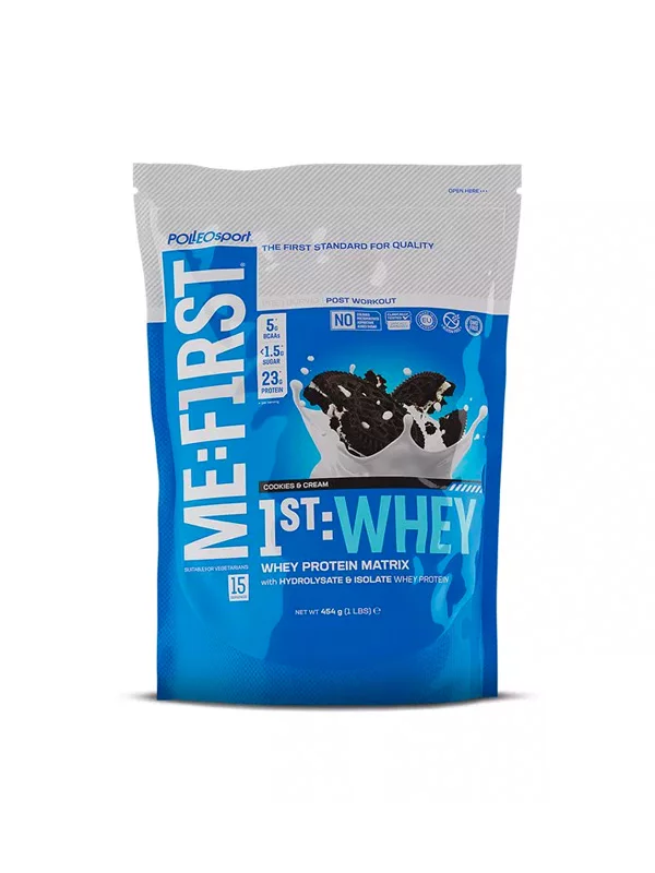 Me:First Whey Protein Cookies & Cream in einer 454g Packung