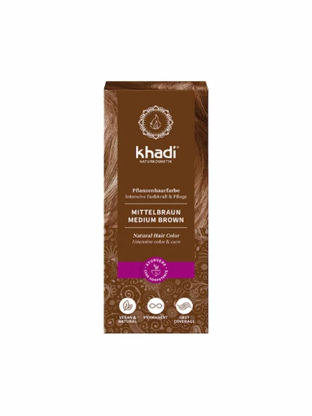 Pflanzliche Haarfarbe Mittelbraun – 100g Khadi