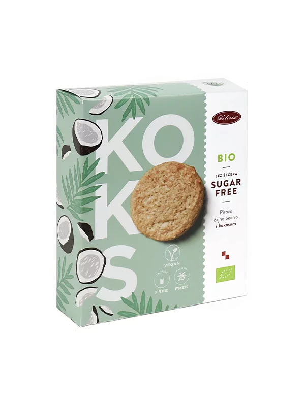 Delicia Kekse mit Kokos und Dinkel ohne Zuckerzusatz – Biologisch in einer 135g Packung