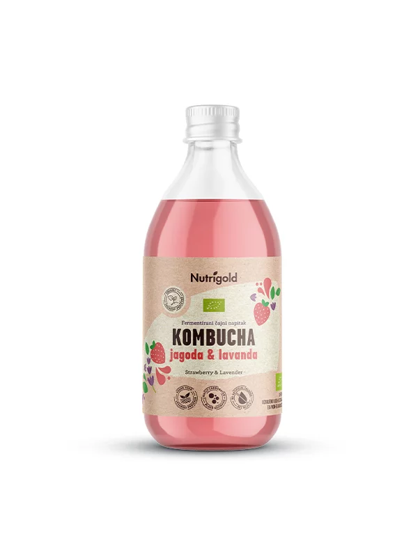 Nutrigold Kombucha Erdbeer & Lavendel - Biologisch in einer 330 Milliliter Verpackung