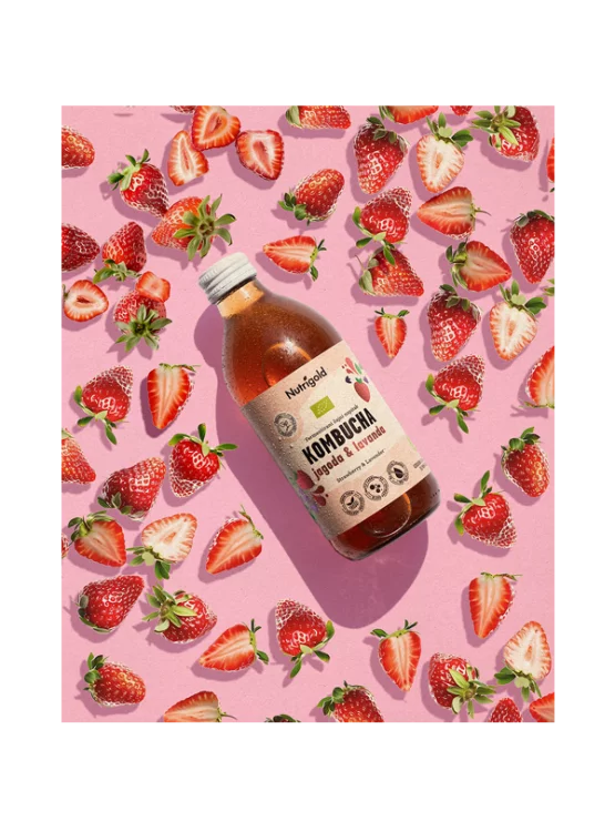 Nutrigold Kombucha Erdbeer & Lavendel - Biologisch in einer 330 Milliliter Verpackung