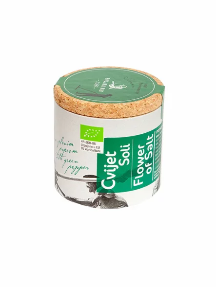Solana Nin Fleur de Sel mit grünem Pfeffer Biologisch in einer 125g Packung