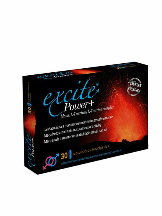 Nature Essential Excite Powder – Maca & L-Taurin & Tribulus 550mg – 30 Kapseln in Kartonverpackung