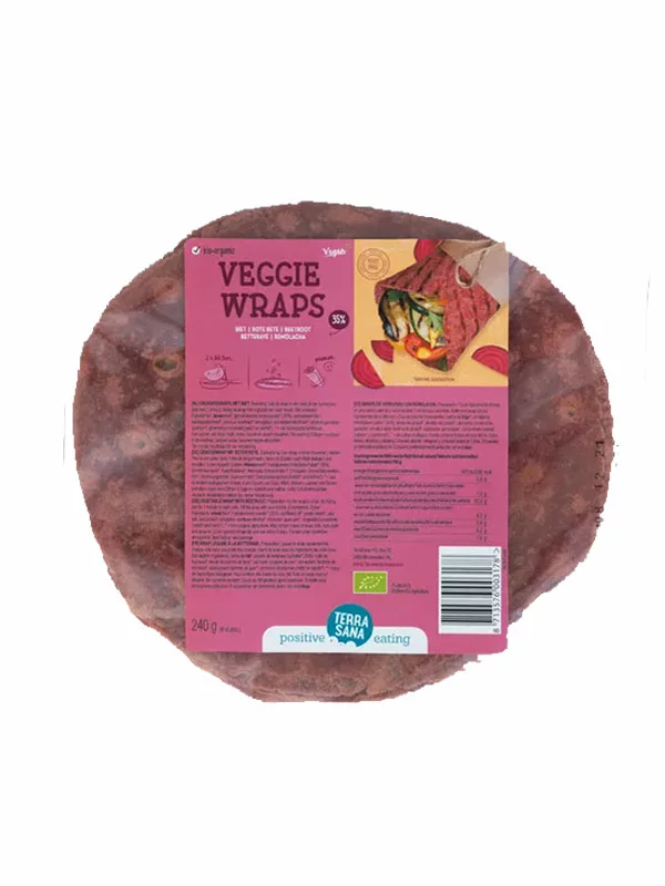 Terrasana Veggie-Tortilla Rote Bete 6 Stück – Biologisch in einer 240g Packung