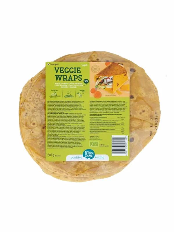 Terrasana Veggie-Tortillas Karotte & Kürbis 6 Stück – Bio in einer 240g Packung