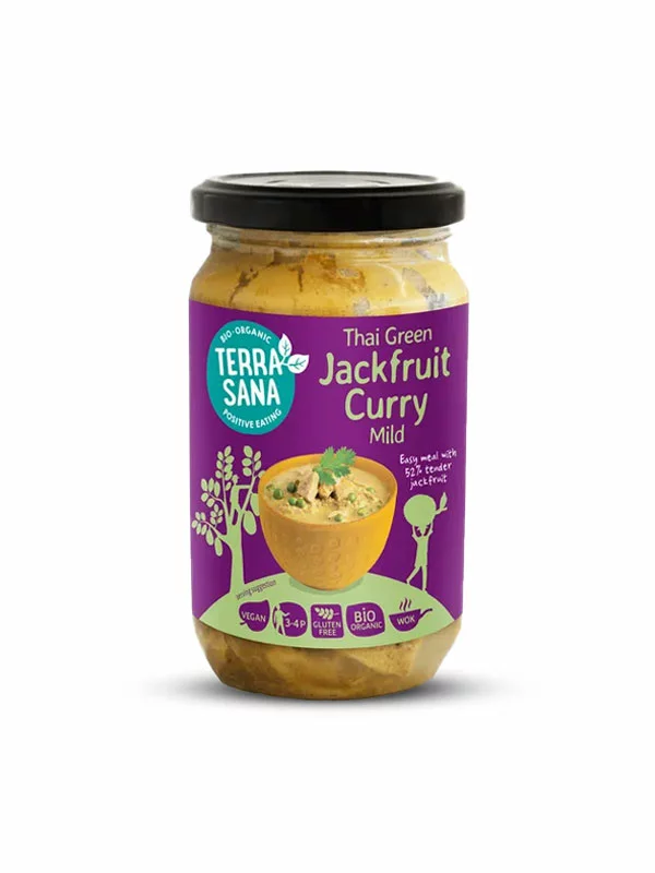 Terrasana Thailändische grüne Currypaste mit Jackfrucht Glutenfrei – Bio im 350g Glas