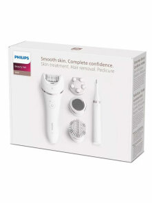 Philips Epilierer der Serie 9000 zur Anwendung auf nasser oder trockener Haut mit 12 Aufsätzen