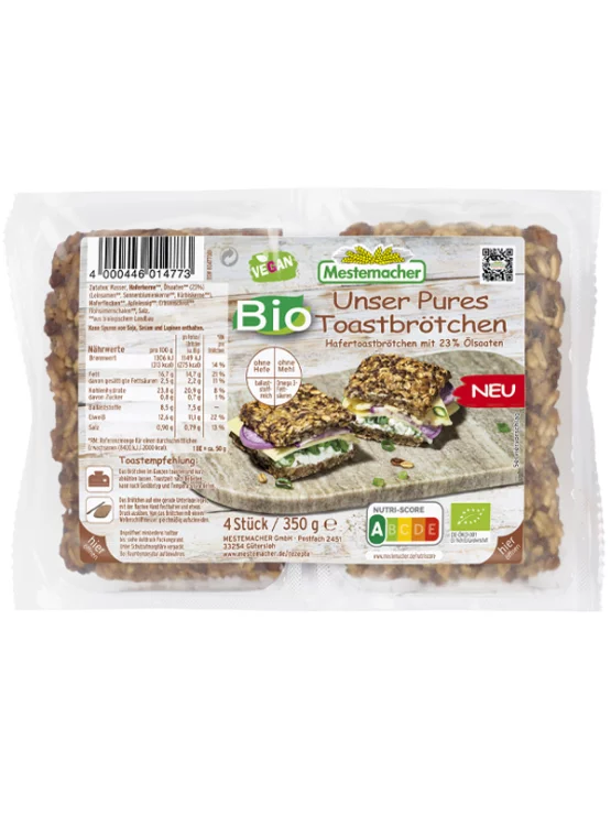 Mestemacher Unser Pures Toastbrötchen – Biologisch in einer 350g Packung