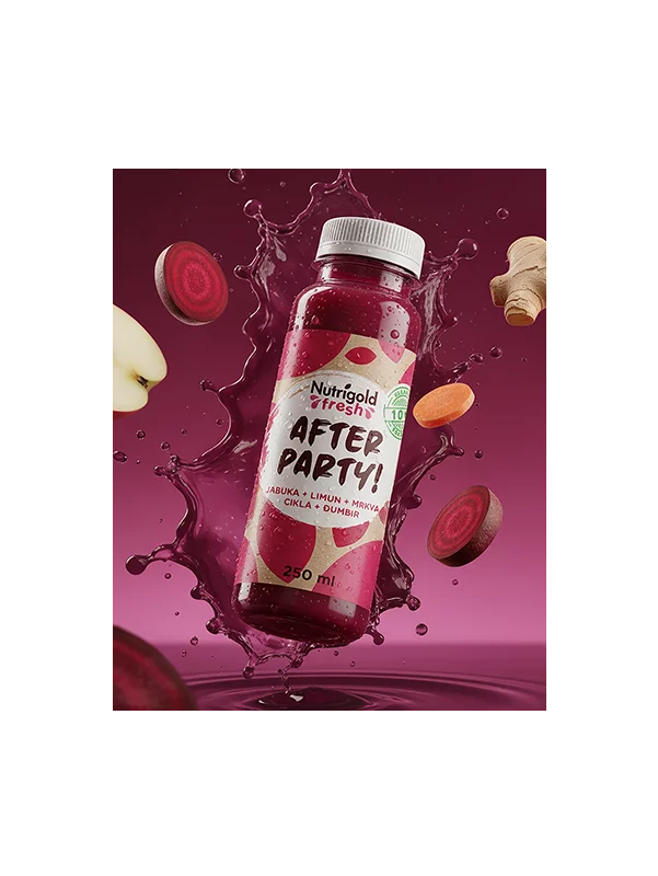 Nutrigold Fresh Rote Bete, Ingwer- und Apfelsaft – Kaltgepresst in einer 250ml Flasche