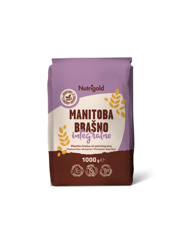 Nutrigold Manitoba - Weizenmehl Vollkorn in Papierverpackung von 1000g Vorderseite