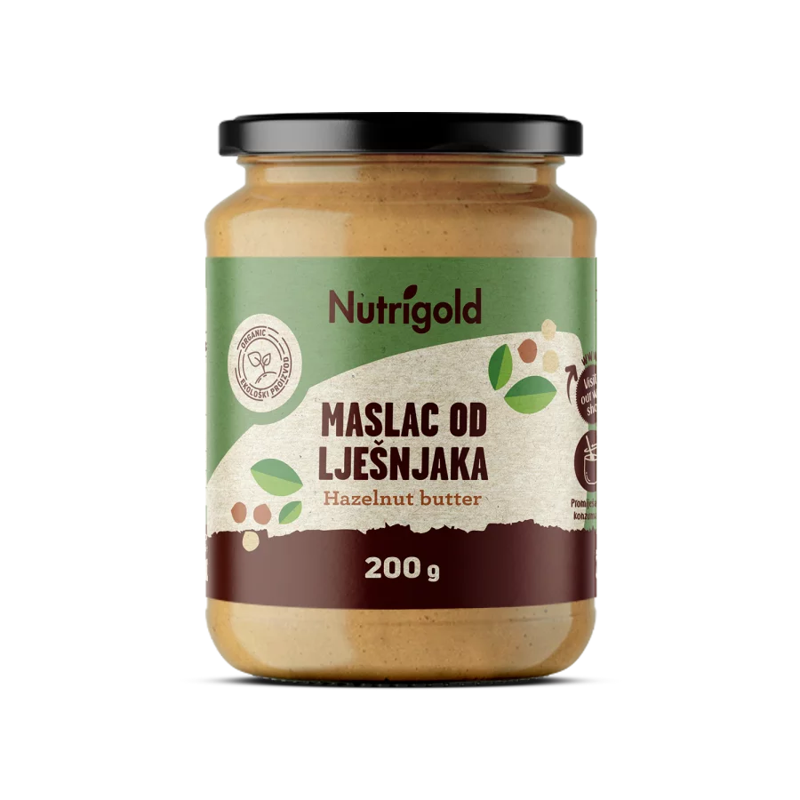 Nutrigold Haselnussbutter Biologisch 100% rein in einer 200 Gramm Packung