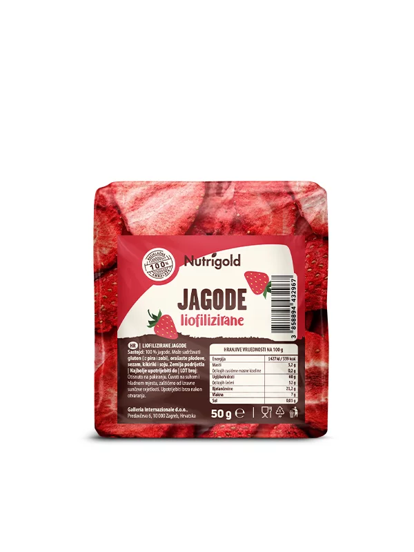 Nutrigold Gefriergetrocknete Erdbeeren in einer Packung von 50 g