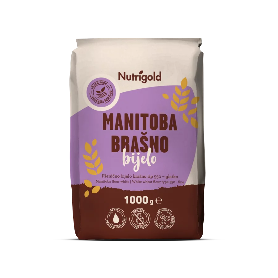 Nutrigold Manitoba - Weizenmehl in Papierverpackung von 1000g Vorderseite