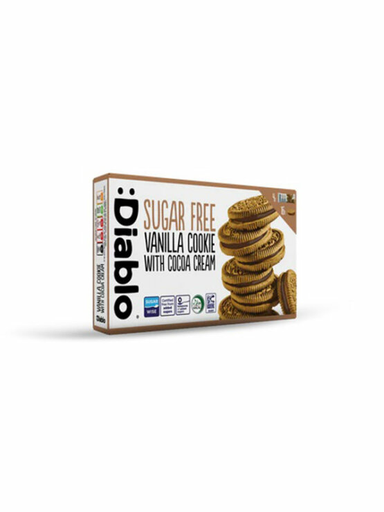 Diablo Doppelkekse mit Kakaocreme – zuckerfrei in Kartonverpackung von 176g