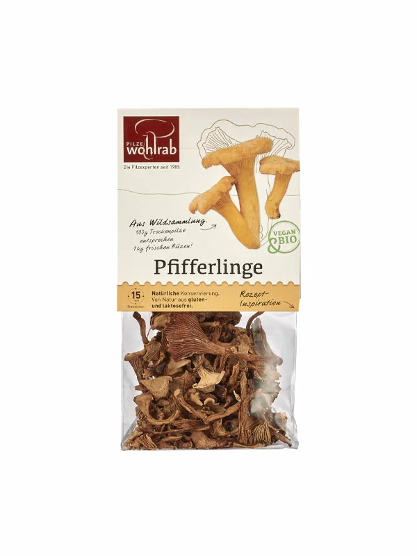 Pfifferlinge getrocknet – Biologisch 20g Wohlrab
