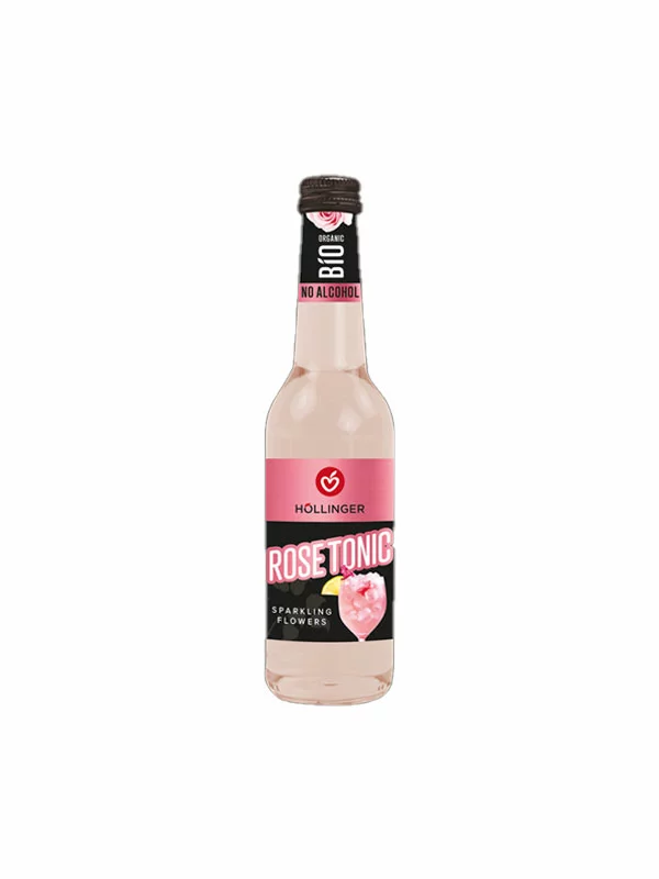 Hollinger Erfrischendes Getränk mit Kohlensäure Rose Tonic – Bio in einer 330ml Flasche