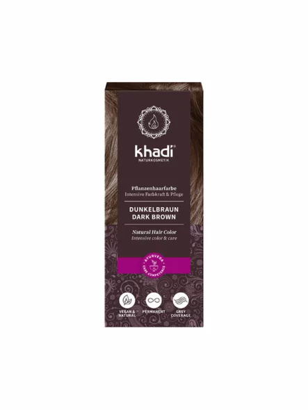 Khadi Pflanzliche Haarfarbe Dunkelbraun in der 100g Packung