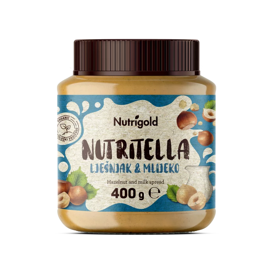 Nutrigold Nutritella Aufstrich mit Milch & Haselnüssen – Bio im 400g Glass