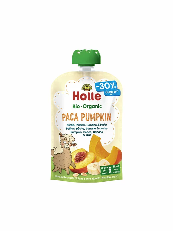 Quetschie mit Kürbis, Pfirsich, Banane & Hafer "Paca Pumpkin" (ab dem 6. Monat) – Bio 100g Holle