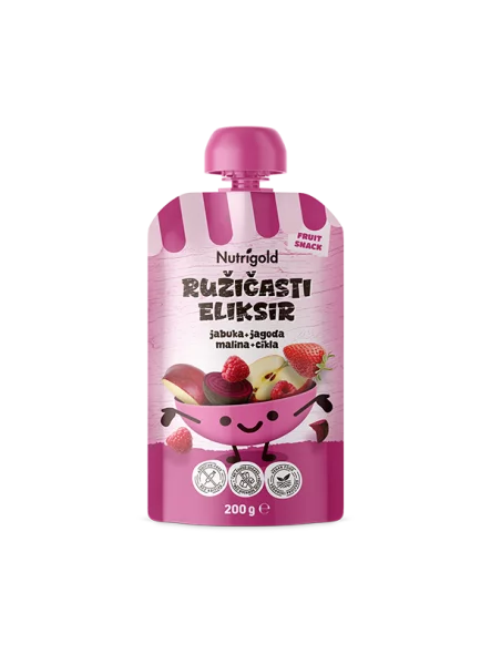Nutrigold Fruchtpüree mit Apfel, Erdbeere, Himbeere & Rote Bete in einer 200g Packung
