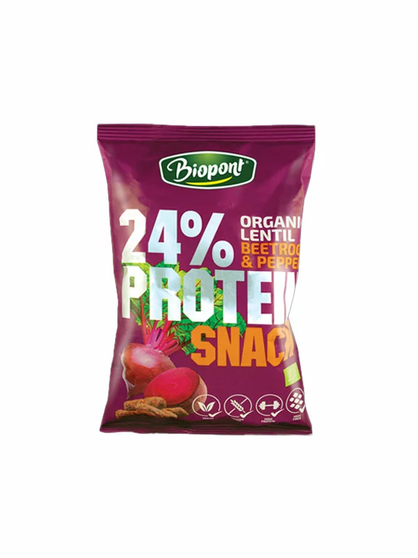 Biopont Protein-Linsenflips Rote Bete & Pfeffer Glutenfrei – Bio in einer 50g Packung