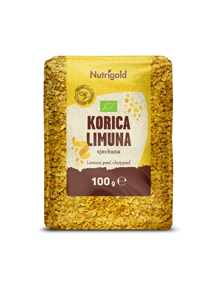 Nutrigold Zitronenschale geschnitten – Bio in einer 100g Packung