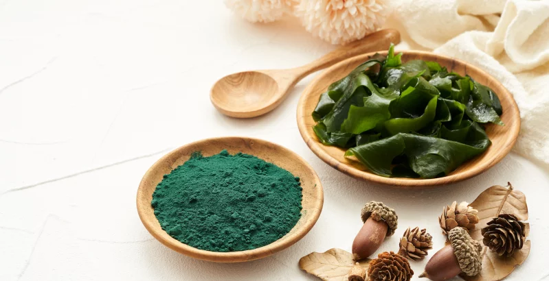 Superfood wie Spirulina in einer Schüssel