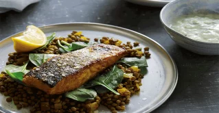 Lachs mit Linsen