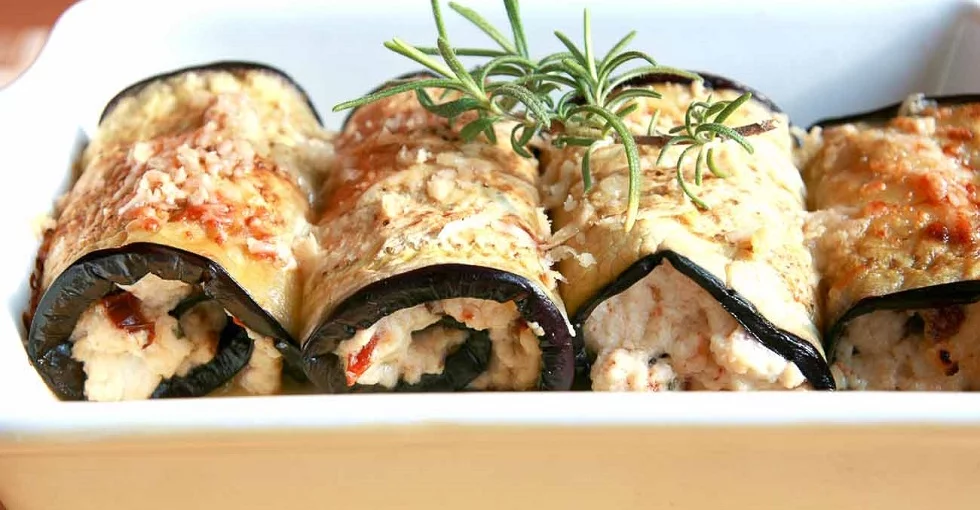 Auberginenröllchen mit Käse