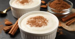 Dinkelgrießpudding mit Zimt in einer kleinen Schüssel