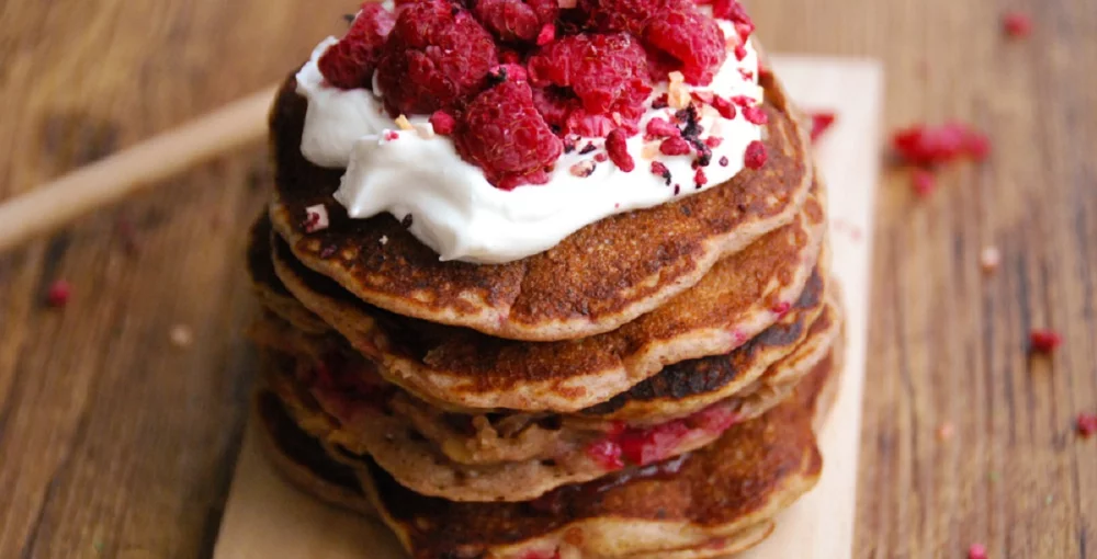 Pfannkuchen mit Himbeeren