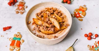 Hirsebrei mit karamellisierten Birnen