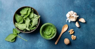 Hausgemachtes Pesto aus Brennnesseln